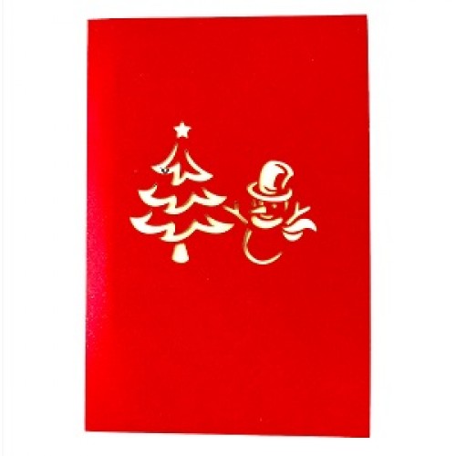 Handmade 3D Pop Up Xmas Card Merry Christmas Snowman Friend Gift Tree Seasonal Greetings Blank Celebrations Card 